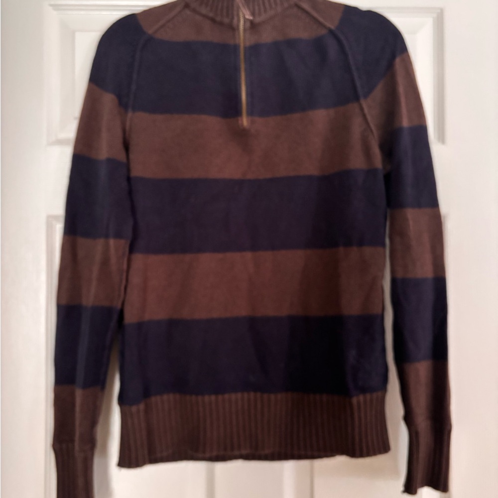 American Eagle Outfitters Brown and Blue Zip Up Sweater